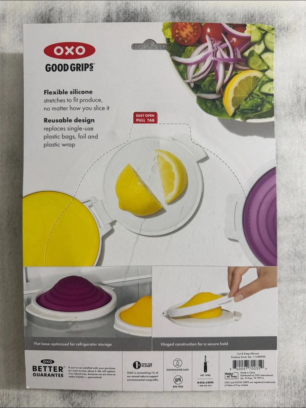 OXO Set of 2 Silicone Lemon and Onion Saver Set for Cut Fruits & Vegetables